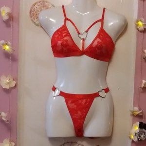 Heart Ring Connector (S) Floral Lace Lingerie Set - NWOT